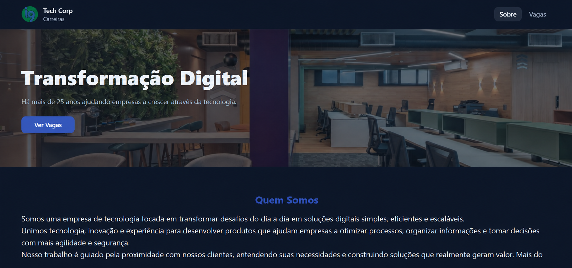 Portal público real de carreiras criado no Talent 360